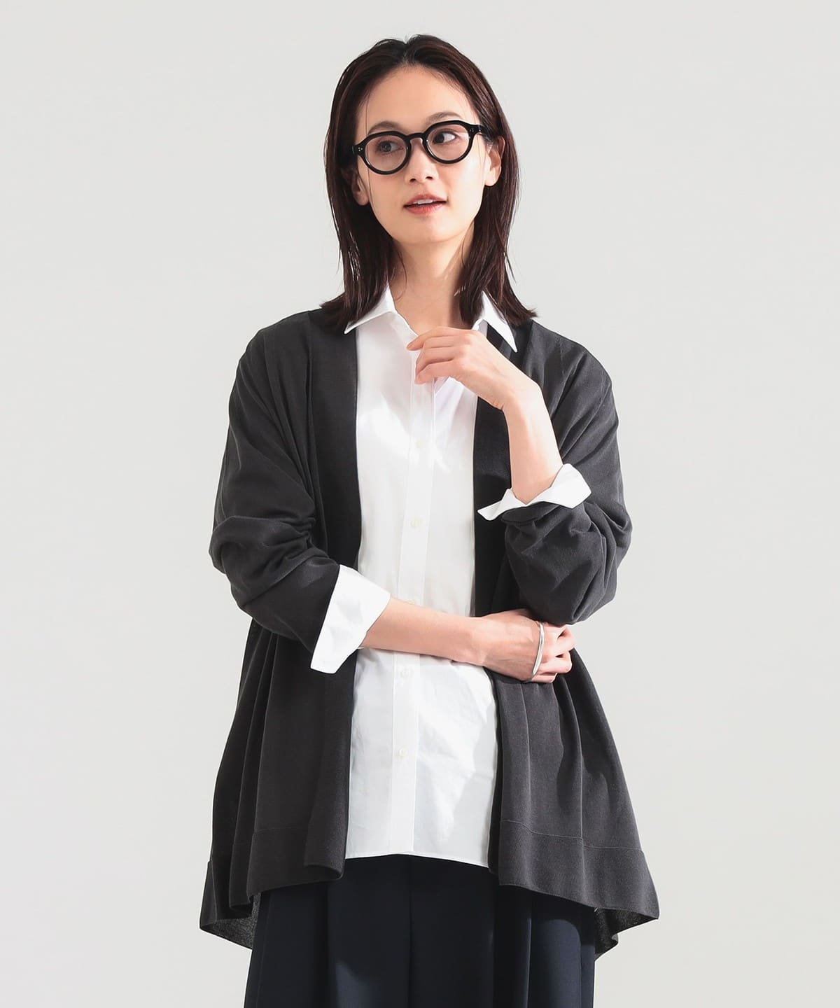 サラ Demi-Luxe BEAMS ロングカーディガン グレー Demi-Luxe BEAMS(デミルクス ビームス)の「【WEB限定】ATON / ファー