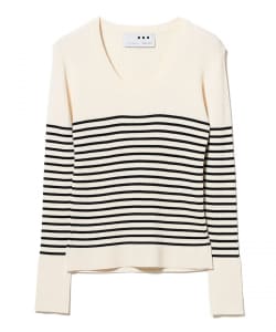 three dots / JESSICA ボーダー リブニットトップス