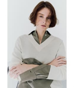 コットンシルク Vネック プルオーバー