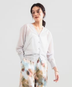 リネン混 シアー カーディガン