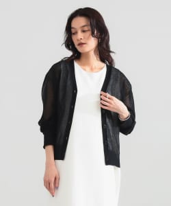 リネン混 シアー カーディガン