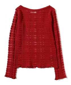 TAN / チェックパターン プルオーバー ニット