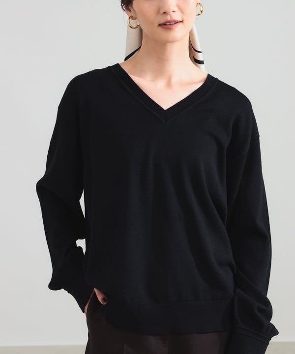 【+10%ポイントUP】コットンウール Vネック ニット Model：H171 B80 W58 H86　Size：ONE SIZE