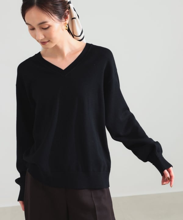 【+10%ポイントUP】コットンウール Vネック ニット Model：H171 B80 W58 H86　Size：ONE SIZE