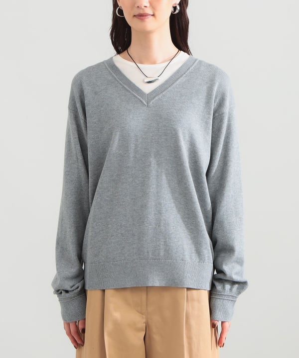 【+10%ポイントUP】コットンウール Vネック ニット