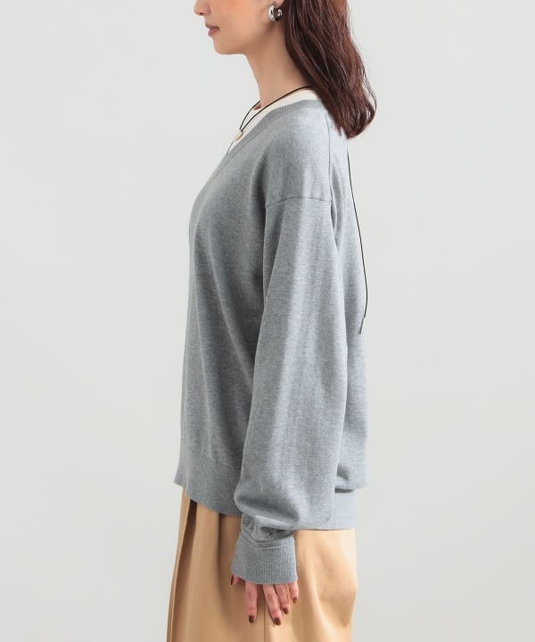 【+10%ポイントUP】コットンウール Vネック ニット