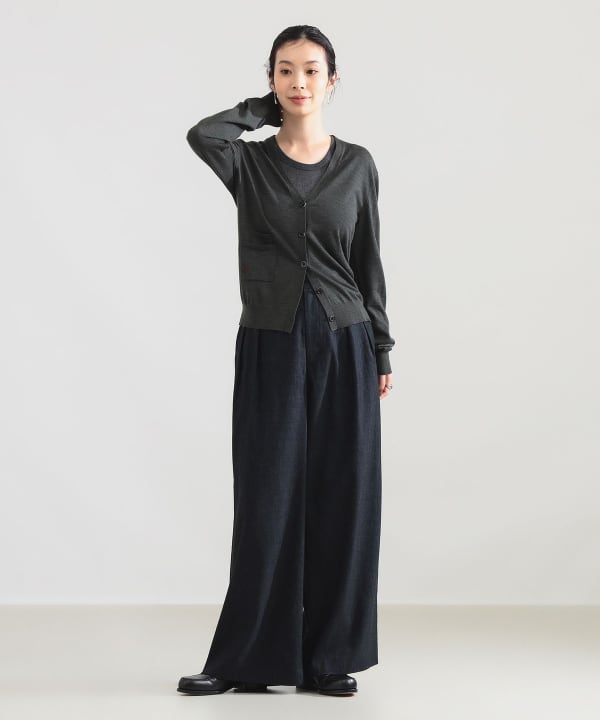 【+10%ポイントUP】AK+1 / 16ゲージ Vネック カーディガン Model：H165　Size：ONE SIZE