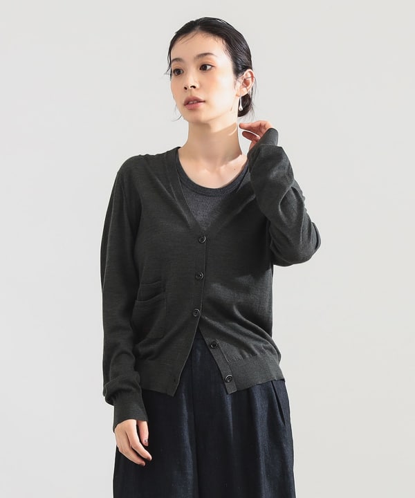 【+10%ポイントUP】AK+1 / 16ゲージ Vネック カーディガン Model：H165　Size：ONE SIZE