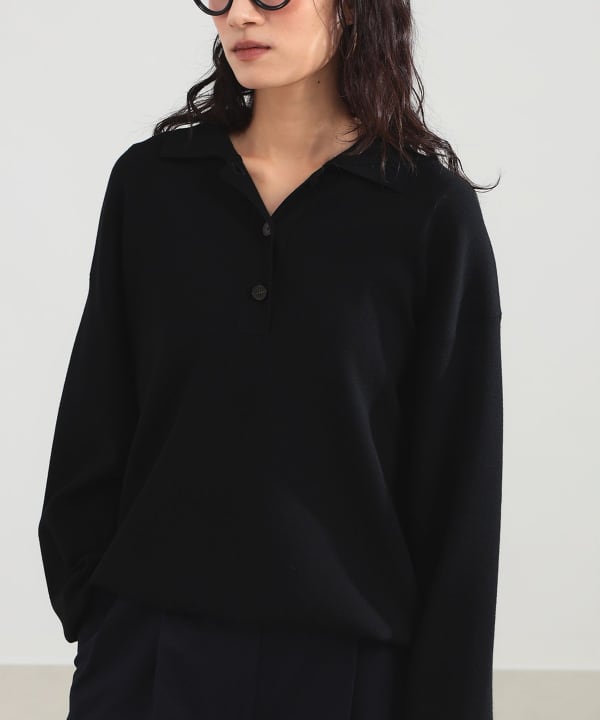 14-gauge smooth polo knit