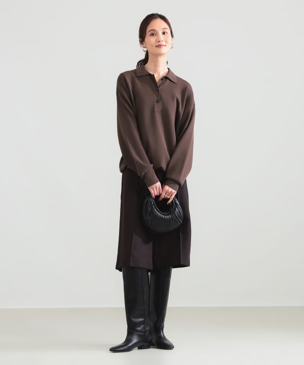 Demi-luxe BEAMS ポリエステルウールポロカーディガン Demi-Luxe BEAMS