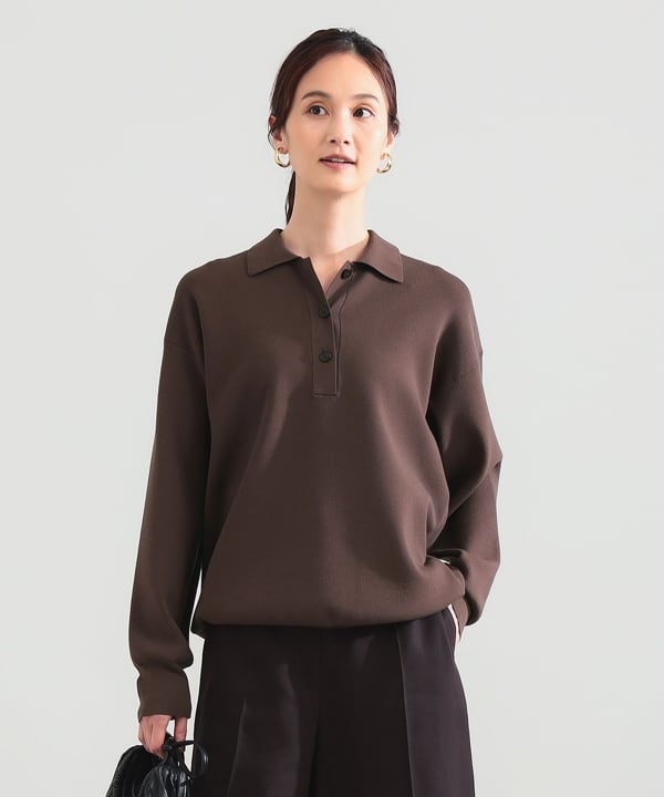 14-gauge smooth polo knit. Model: H171 B80 W58 H86 Size: ONE SIZE