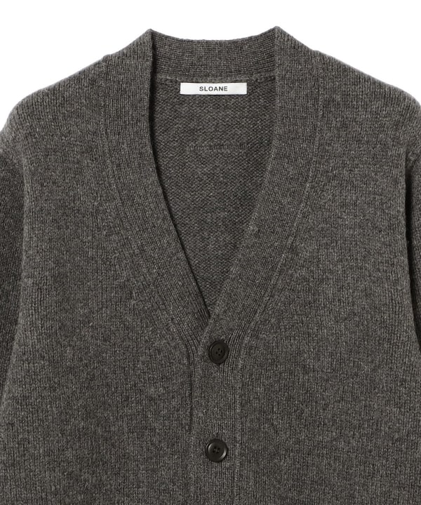 【モアバリエーション開催中】【別注】SLOANE × Demi-Luxe BEAMS / 5ゲージ ジーロンラム Vネック カーディガン