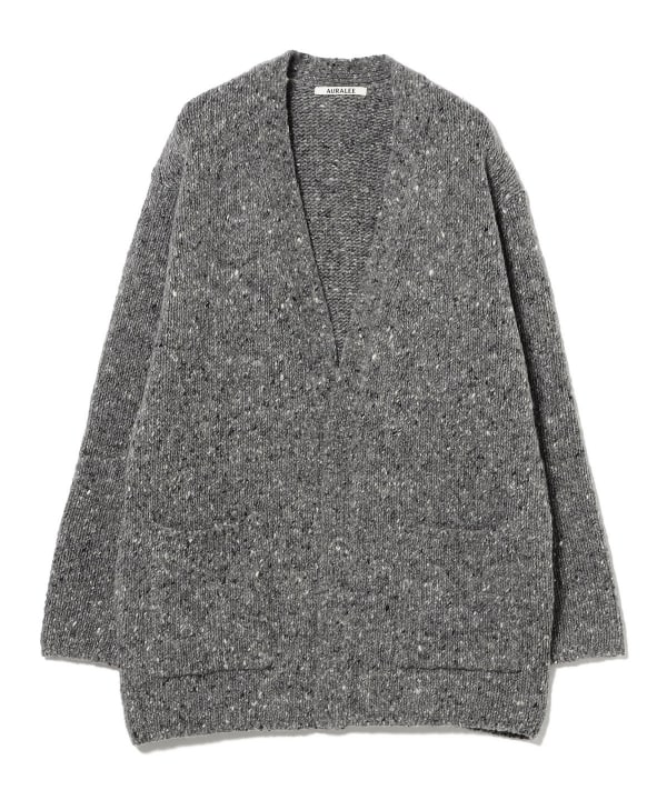 AURALEE / LOW-GAUGE HOMESPUN TWEED KNIT CARDIGAN