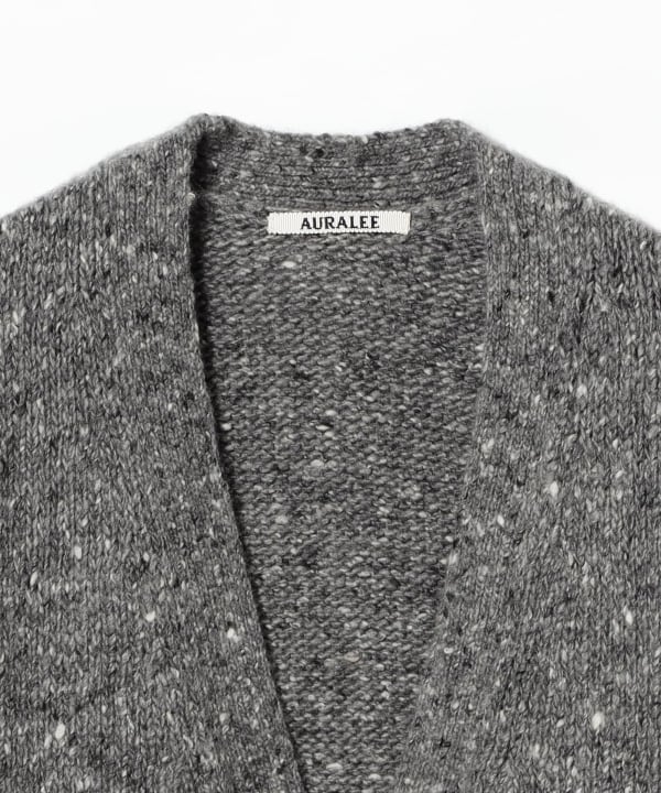 AURALEE / LOW-GAUGE HOMESPUN TWEED KNIT CARDIGAN