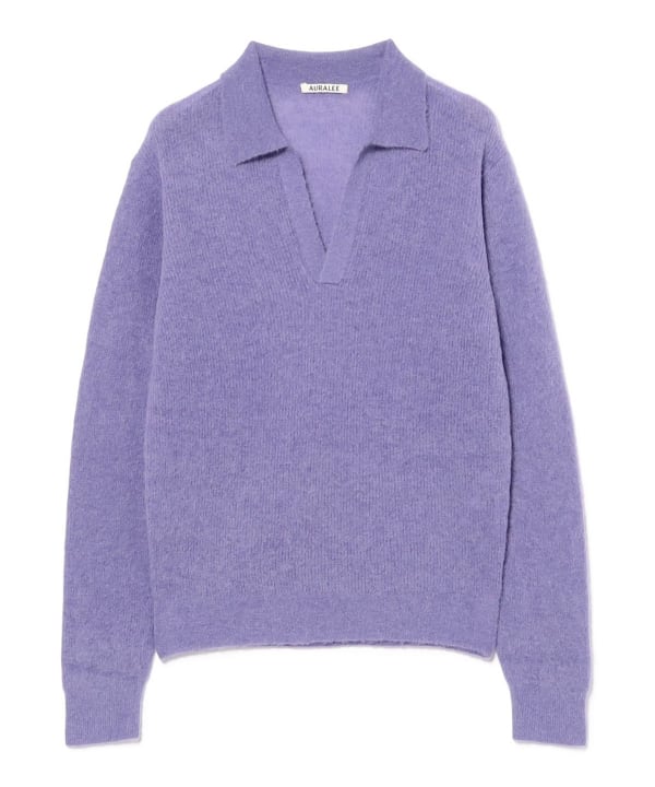 AURALEE / BABY SURI ALPACA SHEER KNIT SKIPPER POLO