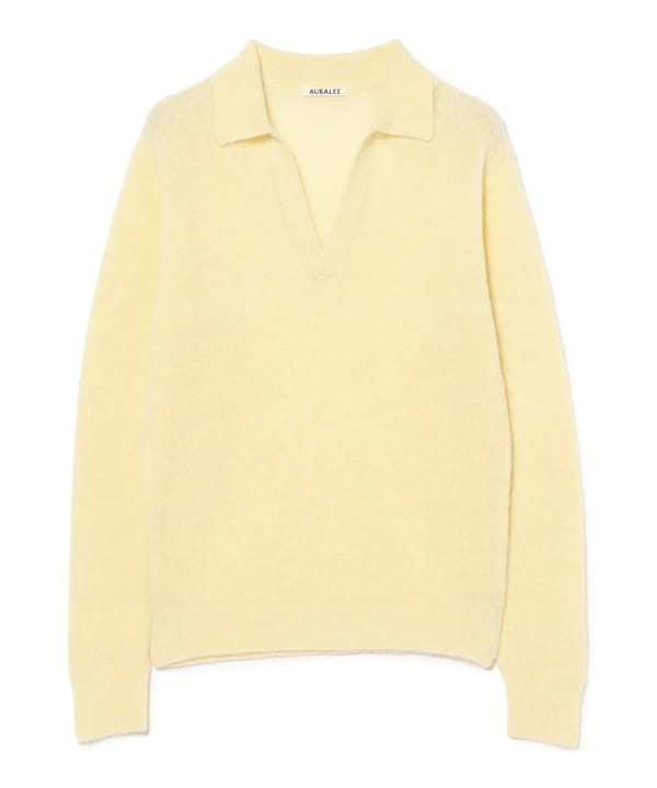 AURALEE / BABY SURI ALPACA SHEER KNIT SKIPPER POLO