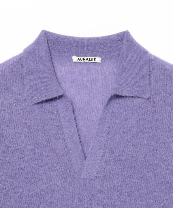 AURALEE / BABY SURI ALPACA SHEER KNIT SKIPPER POLO