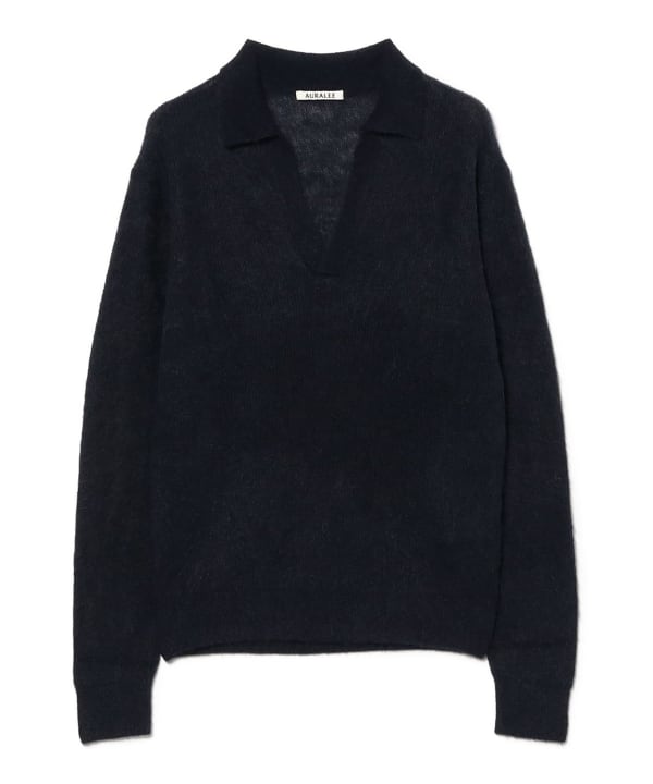 AURALEE / BABY SURI ALPACA SHEER KNIT SKIPPER POLO