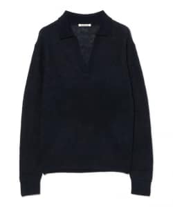AURALEE / BABY SURI ALPACA SHEER KNIT SKIPPER POLO