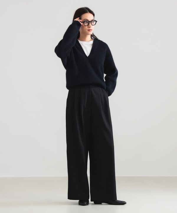 【別注】BATONER × Demi-Luxe BEAMS / カシミヤフォックス スキッパー ニット Model：H165 B77 W57 H79　Size：1