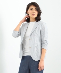 LARDINI / CRIN ブルーストライプ 2ボタン シャツジャケット