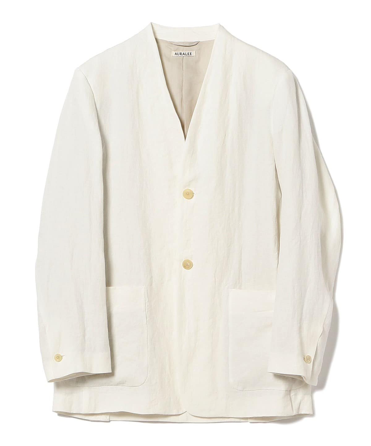 AURALEE LINEN GABARDINE NO COLLAR JACKET