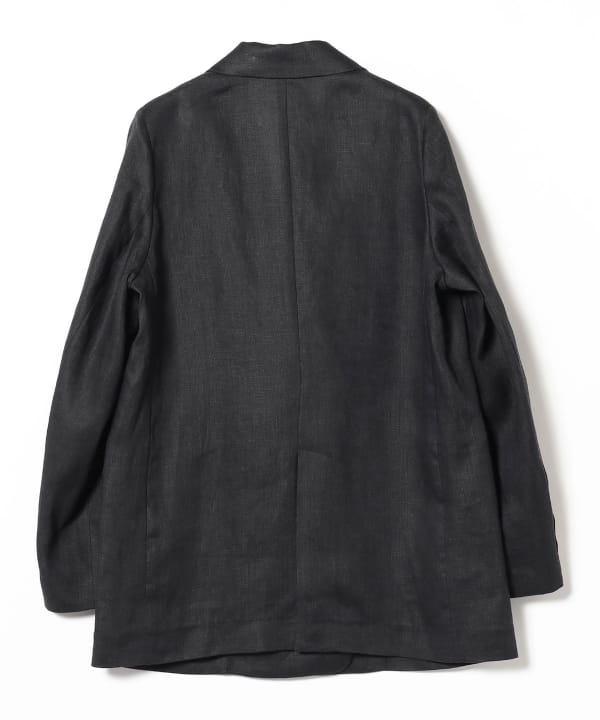 サイズ38Demi-Luxe   ダブル ブレスト リネン ジャケット ブラック