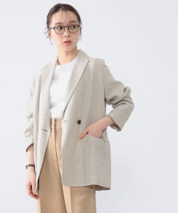 Demi-Luxe BEAMS / 女裝 雙排釦 亞麻 西裝外套