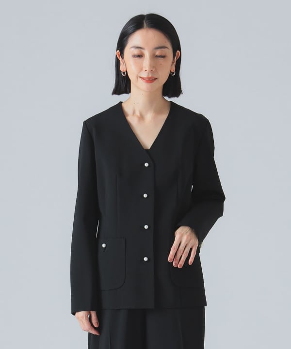EFFE BEAMS（エッフェ ビームス）ROOM NO.8 BLACK / Vネック パール 