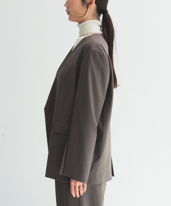 Demi-Luxe BEAMS ノーカラーコート コート フレアー ラグラン