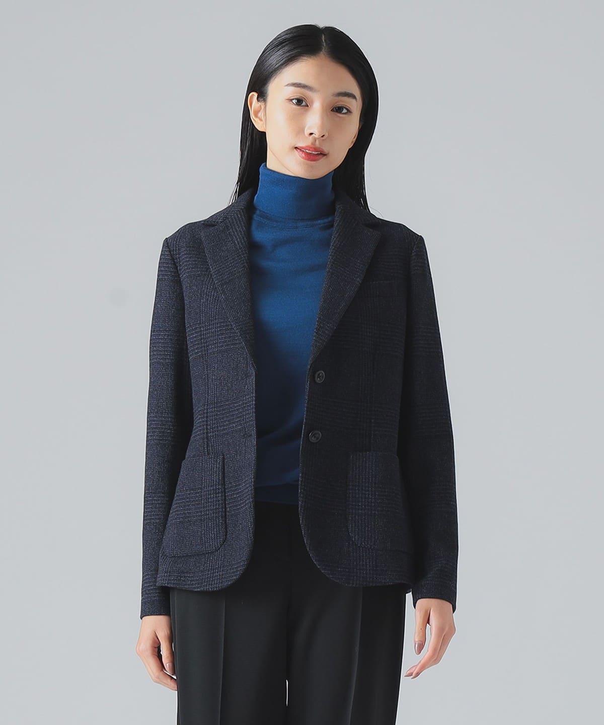 【別注】CIRCOLO1901 チルコロ1901 / ウール ジャージー 2ボタン ジャケット ジャケット WOMEN NAVY CHECK 40 【別注】CIRCOLO1901 チルコロ1901 / ウール ジャージー 2ボタン ジャケット ジャケット WOMEN NAVY CHECK 40