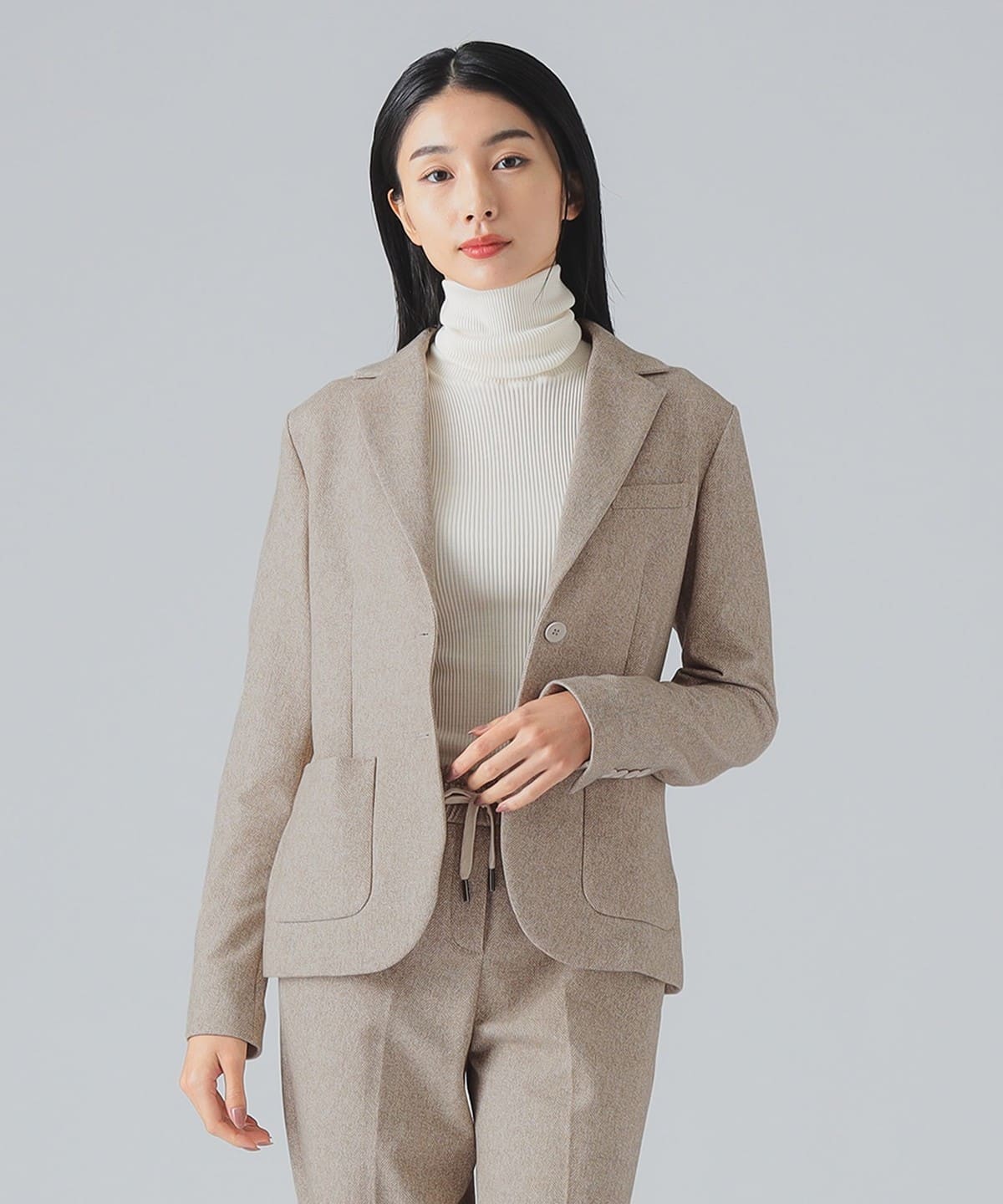 【別注】CIRCOLO1901 チルコロ1901 / ヘリンボーン プリント 2ボタン ジャケット ジャケット WOMEN BEIGE 42 【別注】CIRCOLO1901 チルコロ1901 / ヘリンボーン プリント 2ボタン ジャケット ジャケット WOMEN BEIGE 42
