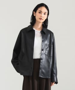【+15%ポイントUP】フェイクレザー シャツジャケット
