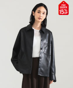 【+15%ポイントUP】フェイクレザー シャツジャケット