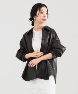 【+15%ポイントUP】フェイクレザー シャツジャケット