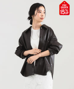 【+15%ポイントUP】フェイクレザー シャツジャケット