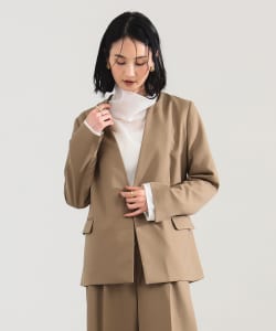【+15%ポイントUP】ポリエステル ウール ラペルレス ジャケット