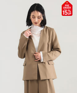 【+15%ポイントUP】ポリエステル ウール ラペルレス ジャケット