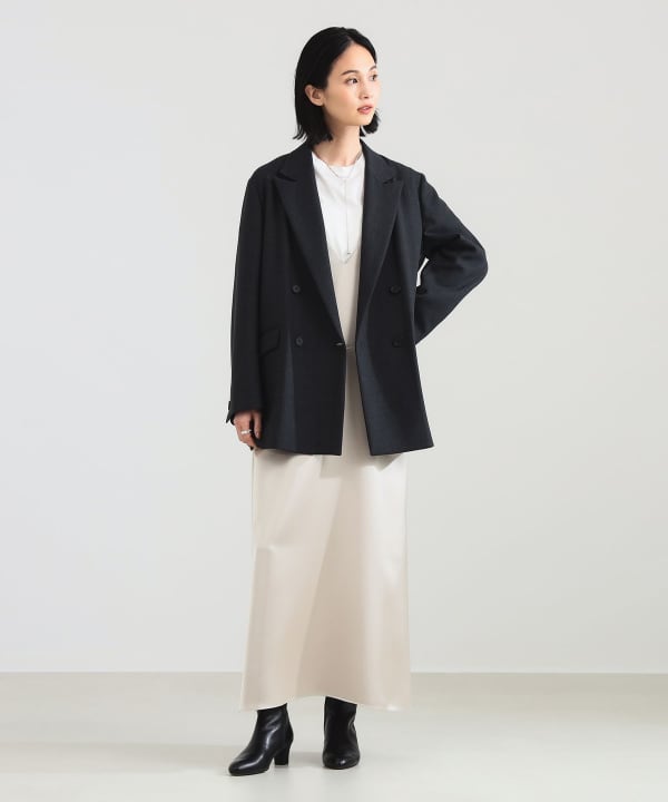 Demi-Luxe BEAMS デミルクスビームス 日本製 長袖 ジャケット Demi-Luxe BEAMS（デミルクス ビームス）ダブルクロス ロング