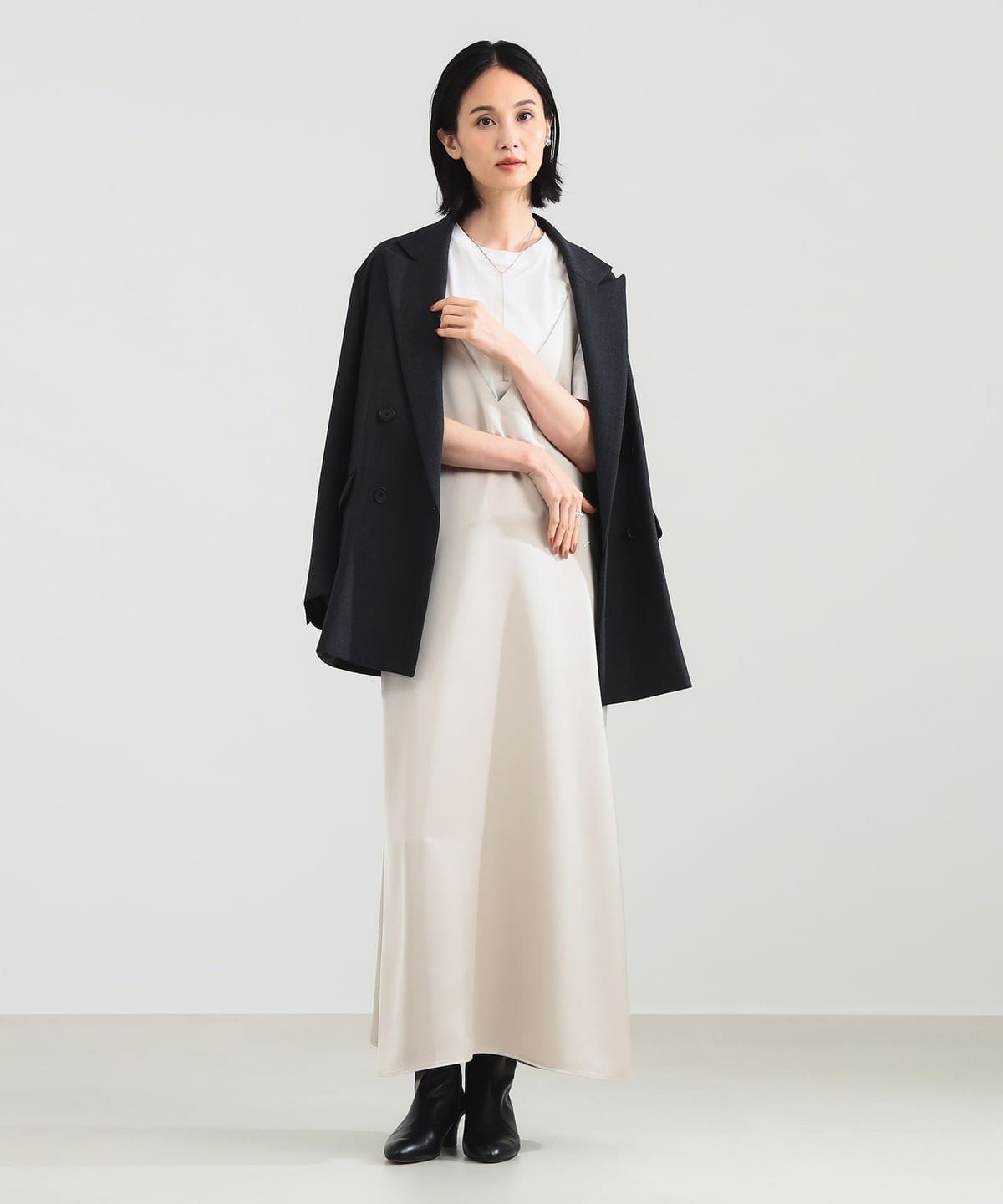 美品✨定価3.1万 デミルクスビームス リネン ダブルブレストジャケット Demi-Luxe BEAMS（デミルクス ビームス）ダブルブレスト リネン