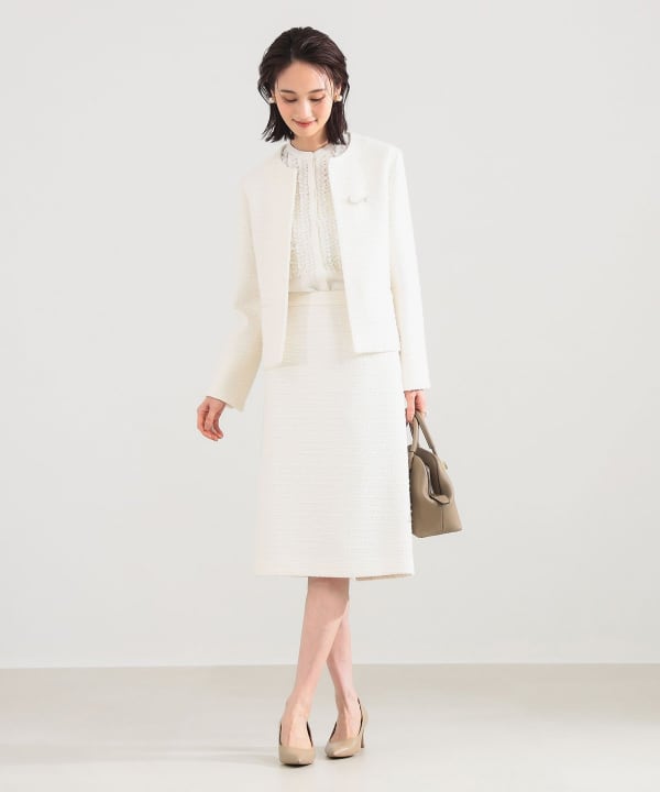 [美品] Demi-Luxe BEAMS ツイードクルーネック ジャケット 36 Demi-Luxe BEAMS（デミルクス ビームス）ツイード クルーネック