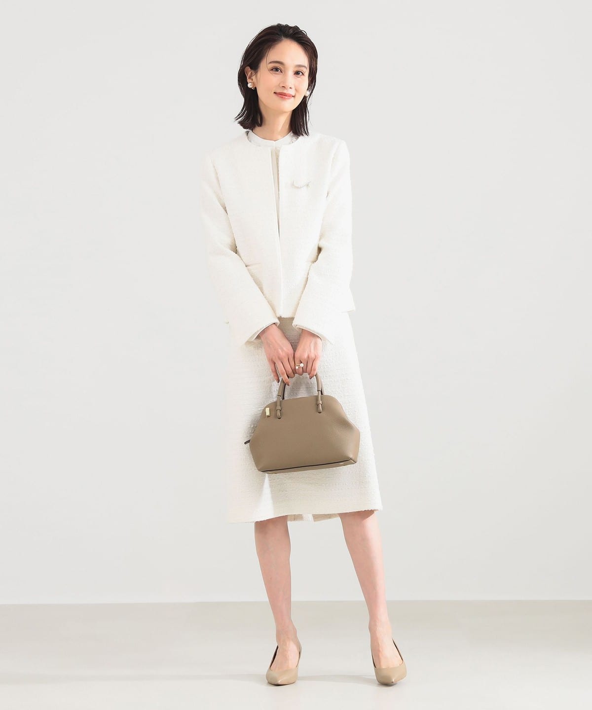 新品　Demi-Luxe BEAMS ツイード クルーネック ジャケット 40 Demi-Luxe BEAMS（デミルクス ビームス）ツイード クルーネック