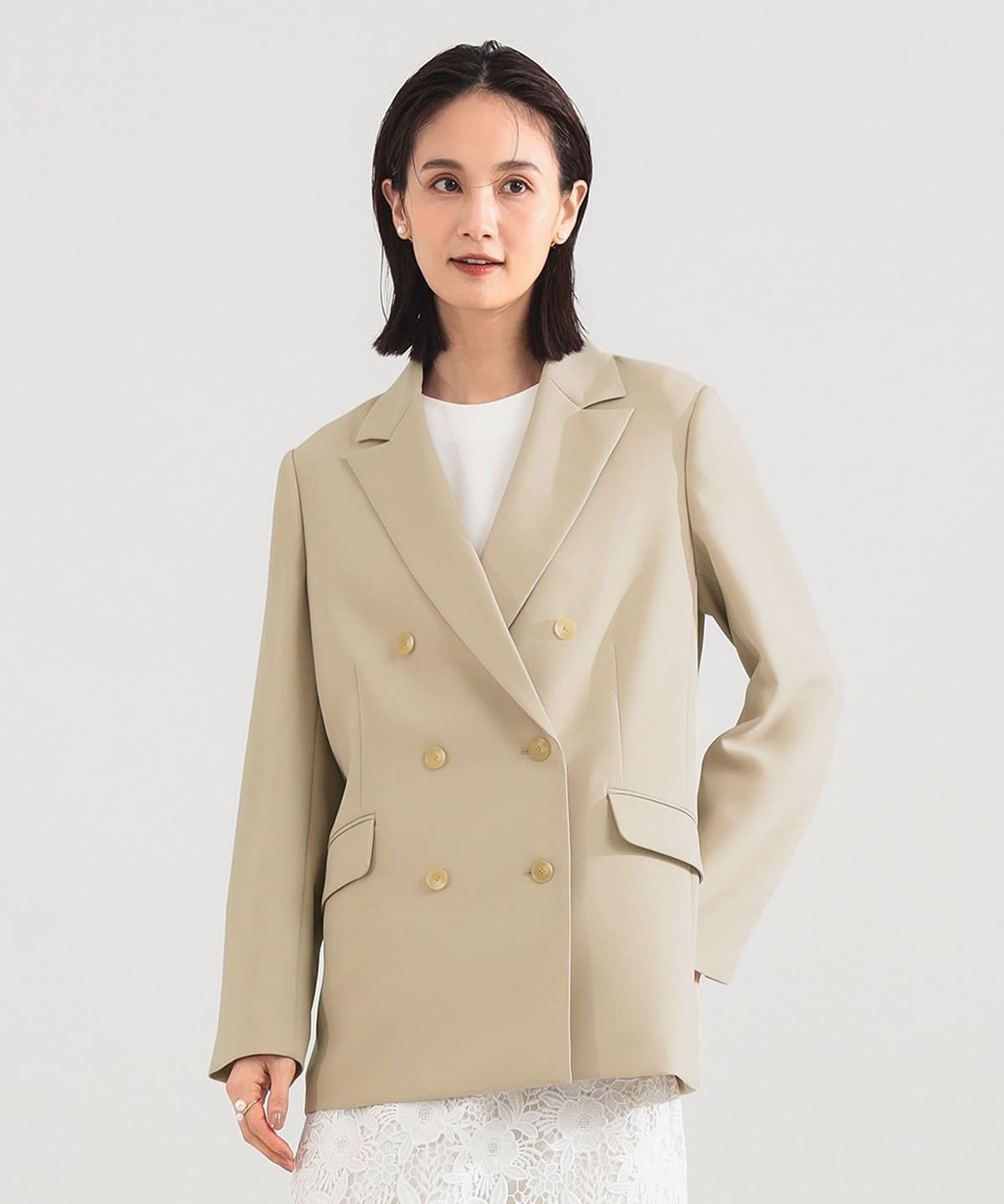 Demi-Luxe BEAMS ベージュファージャケット 38 Demi-Luxe BEAMS（デミルクス ビームス）ソフト ボクシー ジャケット