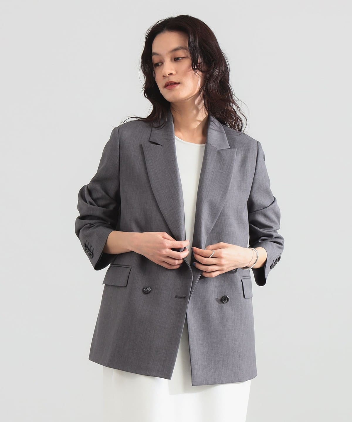◇美品◇Demj-Luxe BEAMS 2ボタンダブルブレストジャケット Demi-Luxe BEAMS（デミルクス ビームス）ダブルブレスト ジャケット