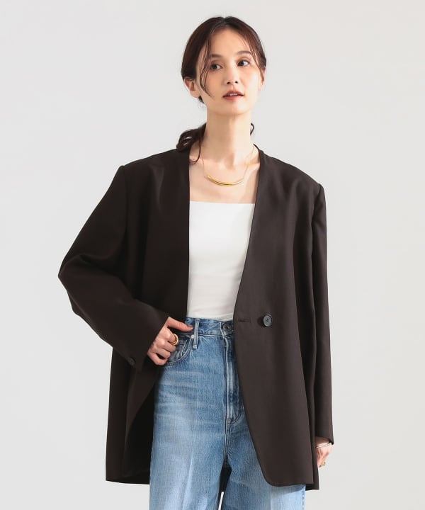 ラペルレス オーバー ジャケット Model：H171 B80 W58 H86　Size：38