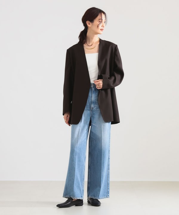 ラペルレス オーバー ジャケット Model：H171 B80 W58 H86　Size：38