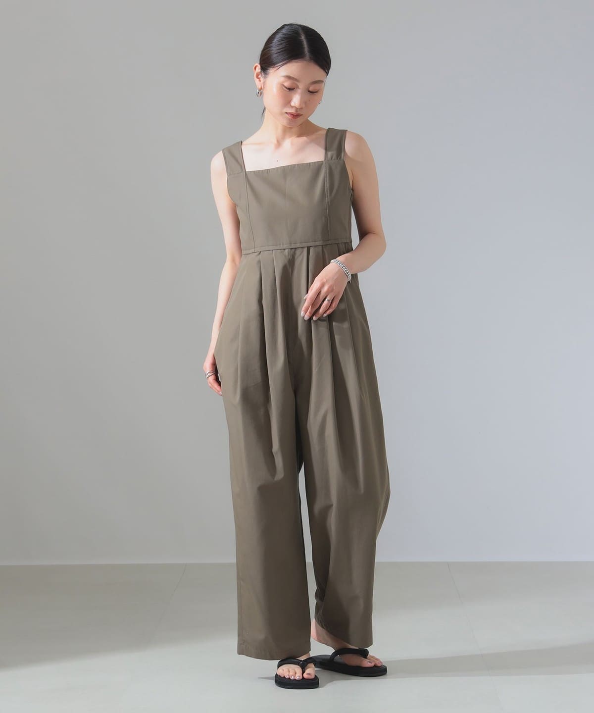 ハイカウントブロード オールインワン パンツ WOMEN KHAKI 36 ハイカウントブロード オールインワン パンツ WOMEN KHAKI 36