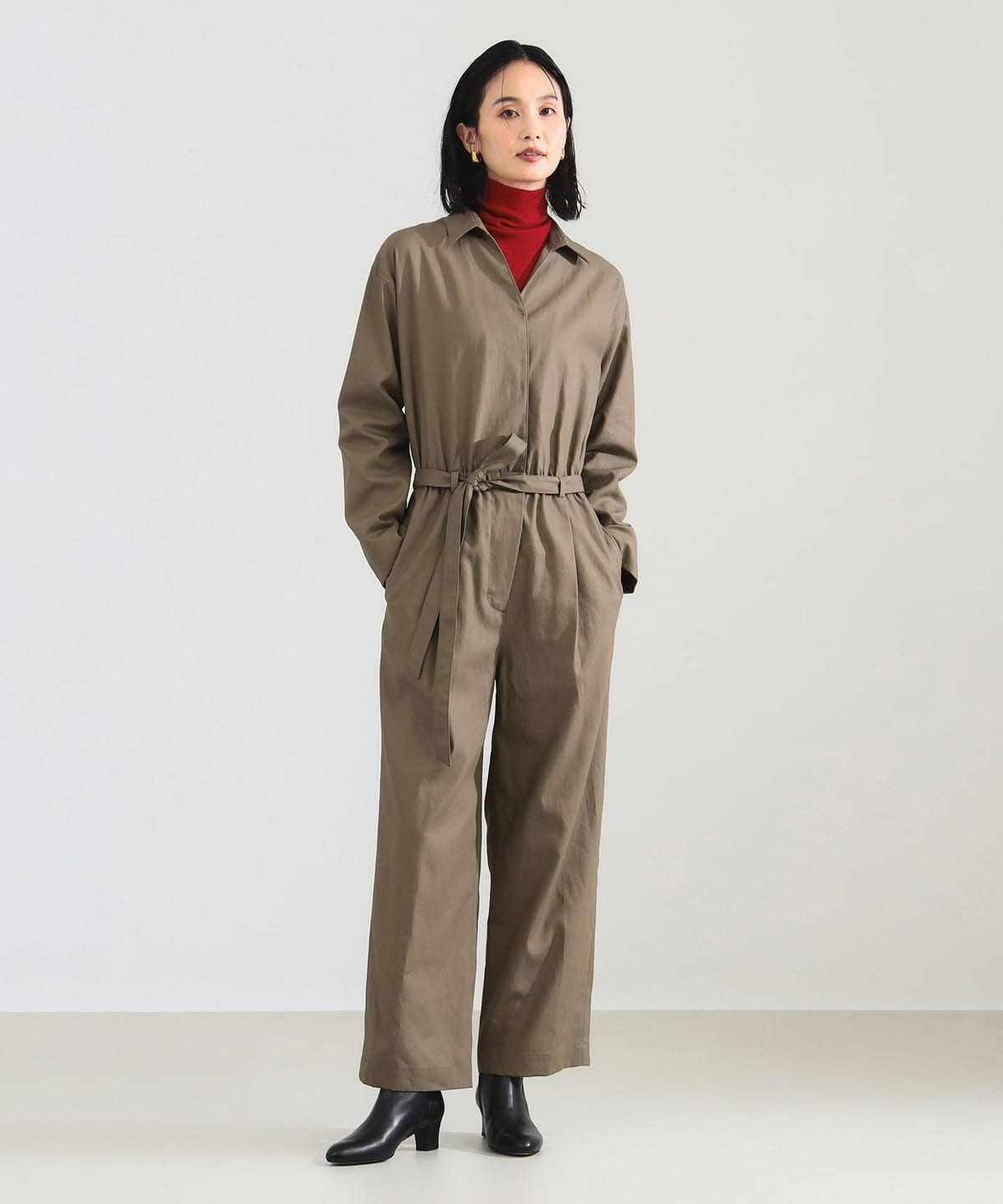 スキッパー ギャバ ジャンプスーツ パンツ WOMEN KHAKI 36