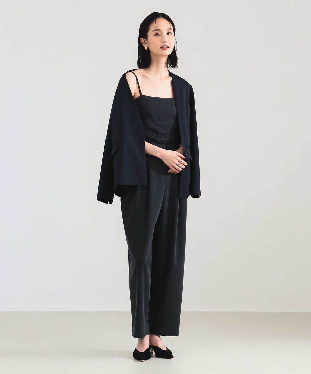【+15%ポイントUP】キュプラ ドレープ オールインワン パンツ WOMEN BLACK 38 【+15%ポイントUP】キュプラ ドレープ オールインワン パンツ WOMEN BLACK 38