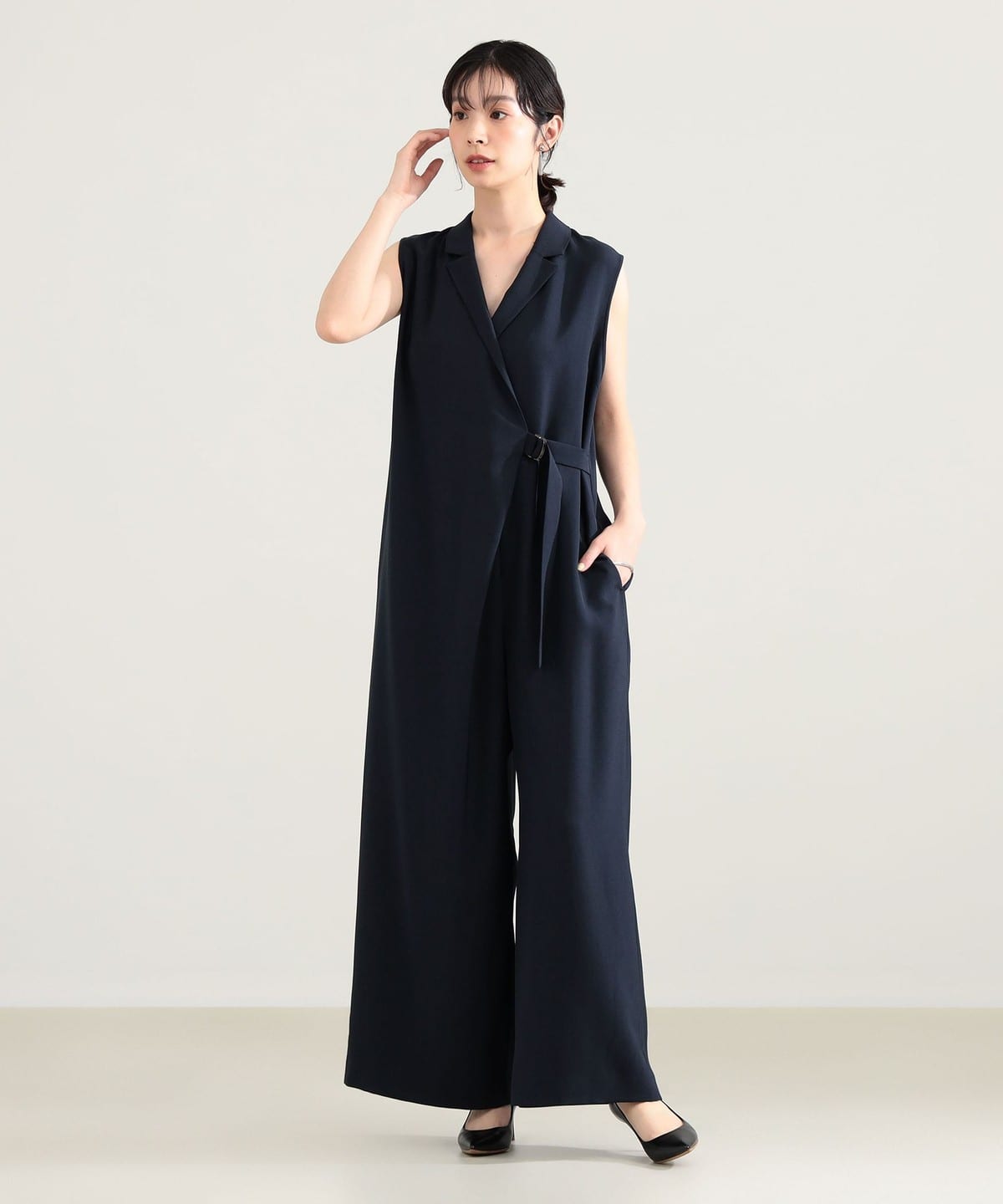美品 デミルクス ビームス 2,6万円 上品オールインワン ブラック E373 Demi-Luxe BEAMS（デミルクス ビームス）ウエストベルト